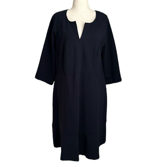 Selections by Ulla Popken Women’s Sheath Dress with Flounce Skirt Dark Navy 20US - Picture 1 of 15